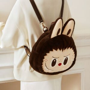 Classic Bag Series Labubu Plush Tote Bag Brown