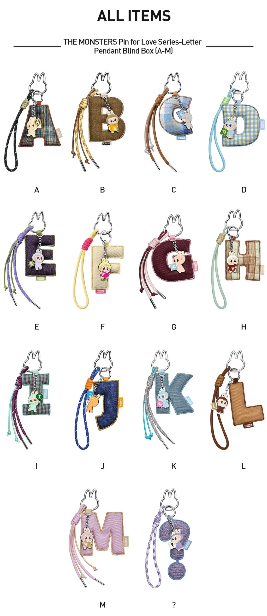 The Monsters Pin For Love Series Letter Pendant Blind Box N Z 2
