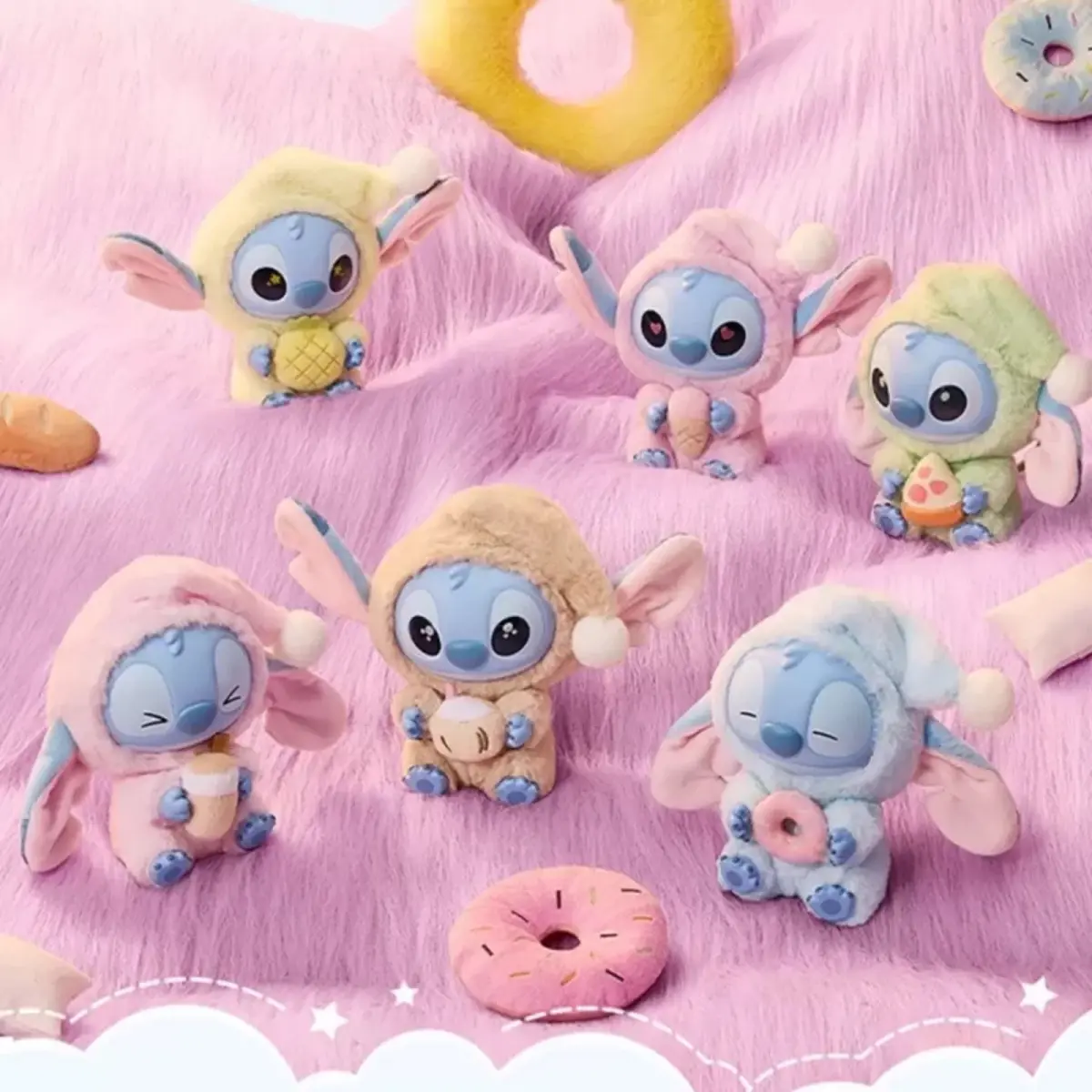 Miniso X Disney Stitch Eating Something Before Sleep Plush Pendant Blind Box